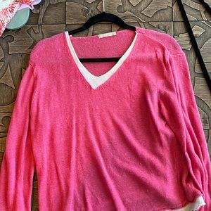 United Knitwear All linen pink sweater